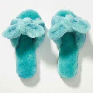 Anthropologie‎ EMU Australia Aqua Teal Fuzzy Naledi Tie-Dye Women's Slippers 6